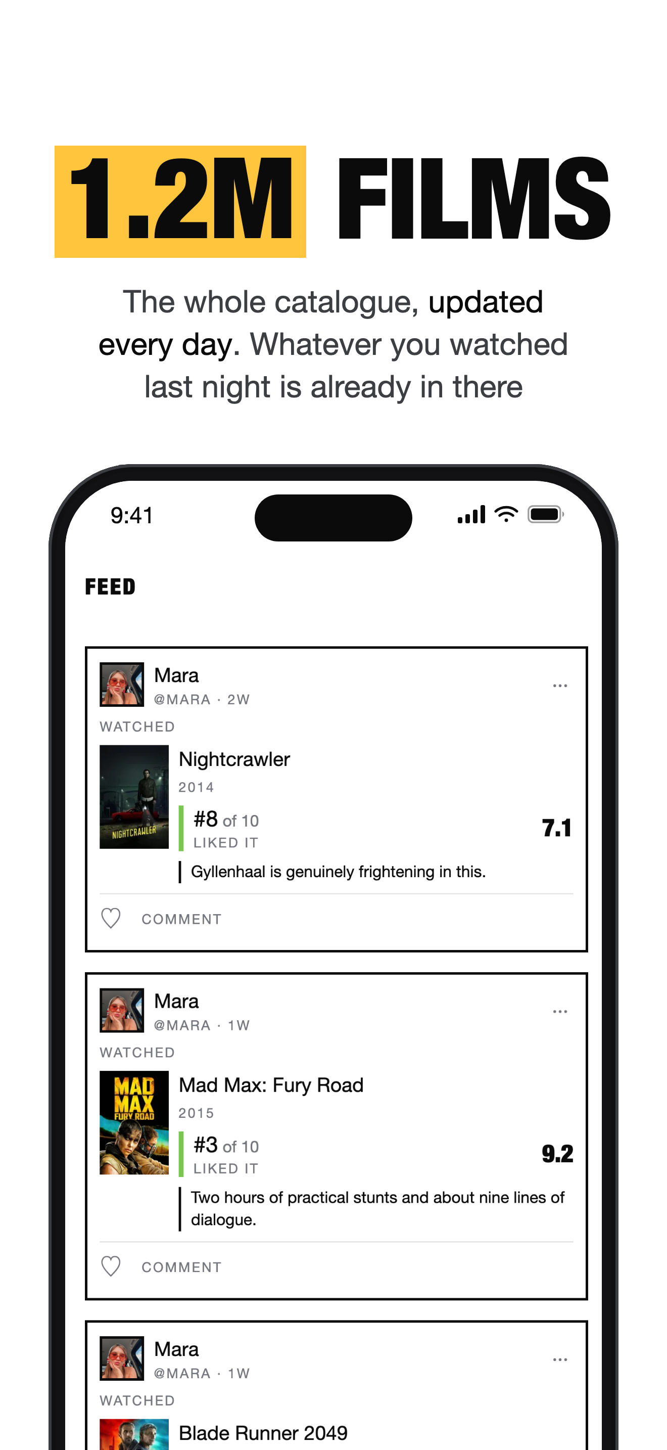 Reelist App Store frame Hero: Five comparisons, at most